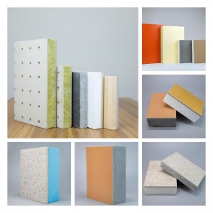 8MM Exterior Solid Color Paint 50mm Rock Wool EPS GEPS XPS Inorganic Core Thermal Insulation Composite Sandwich Panel