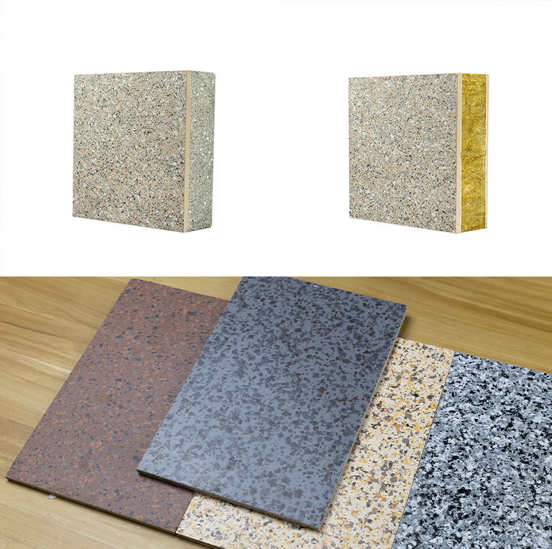 12MM Exterior Solid Color Paint 50mm Rock Wool EPS GEPS XPS Inorganic Core Thermal Insulation Composite Sandwich Panel Featured Image