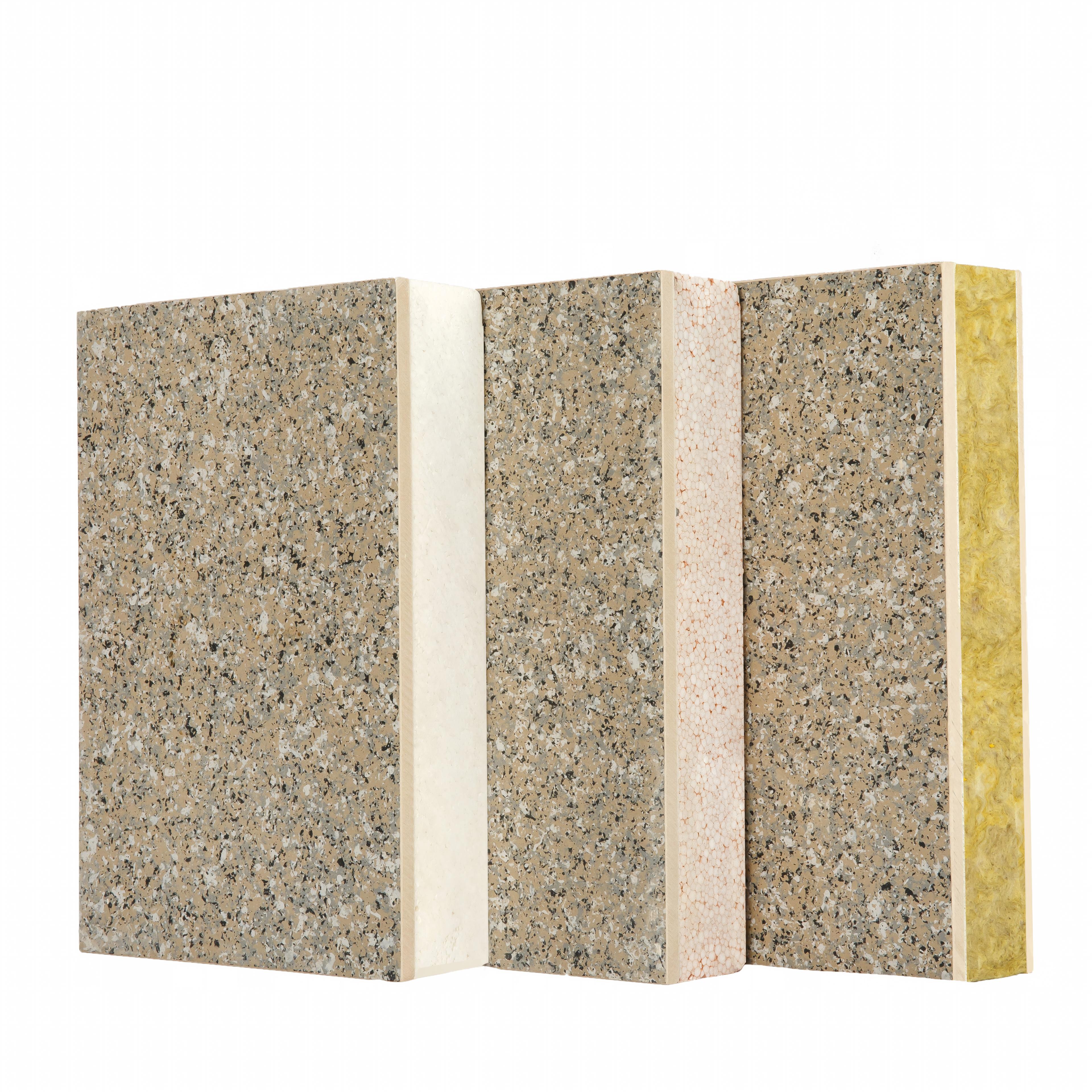 6MM Stone Imitation Multi-color Coated 50mm Rock Wool EPS GEPS XPS Inorganic Core Insulated Integrated Sandwich Panel Featured Image