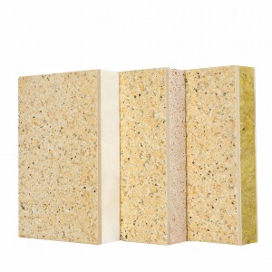 8MM Stone Imitation Multi-color Coated 50mm Rock Wool  EPS GEPS XPS Inorganic Core Insulated Integrated Sandwich Panel